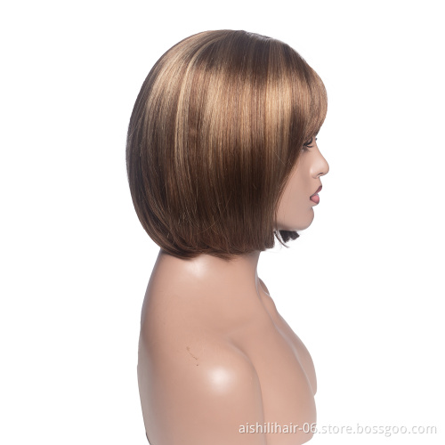 Aishili wholesdale luxury short blonde straight bob hair synthetic hair wigs for  women
